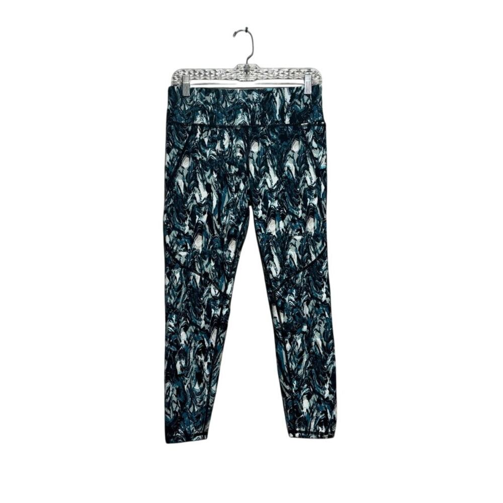 Sweaty Betty The Power 7/8 Workout Leggings Size Medium M Teal Blue Marble